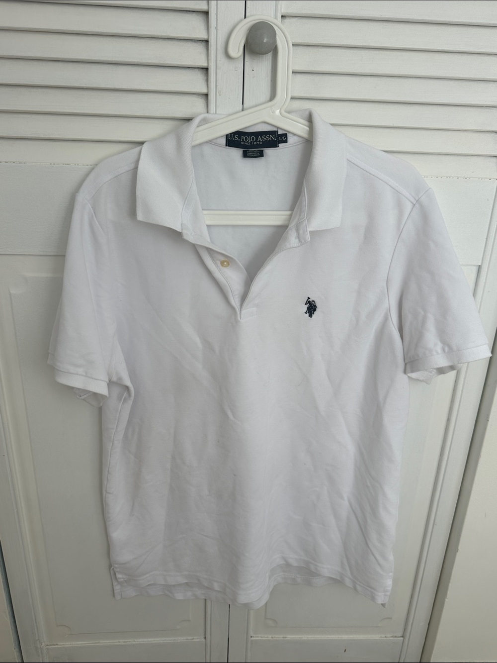 U.S. Polo Assn. Men’s White Polo with Navy Logo